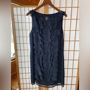 Adrianna Papell Navy Blue Dress with White Polkadots